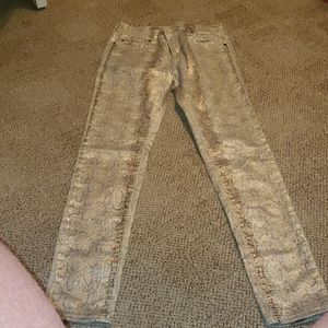 RALPH LAUREN DENIM PYTHON SKINNY GOLD FLECK NWOT J